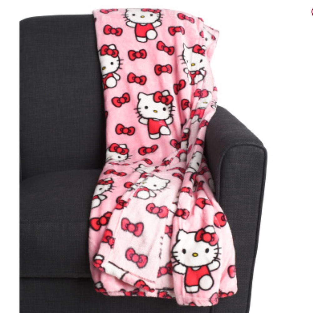 Hello Kitty Pink Plush Cloud Throw Blanket 60 x 70 inches with red bows